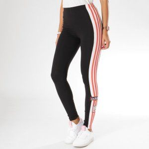 Adidas Women's Black Leggings with Red Stripes